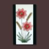 String Art Flower With Reeds: White Leather Background, Red, Green and Khaki Strings