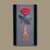String Art Flower in a Vase: Black & Grey Leather Background, Red, Dubai Grey, and Khaki Strings